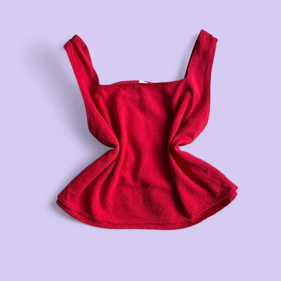 Vintage Prinbara Red Linen Blend Cropped Tank – Size Large - Picture 6 of 8